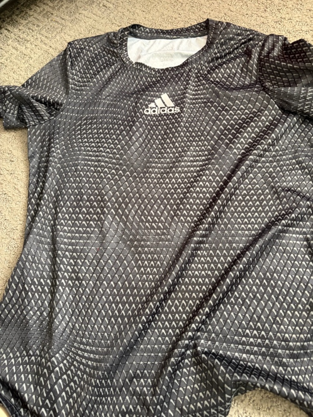 adidas Black and Gray Patterned Sports Tee